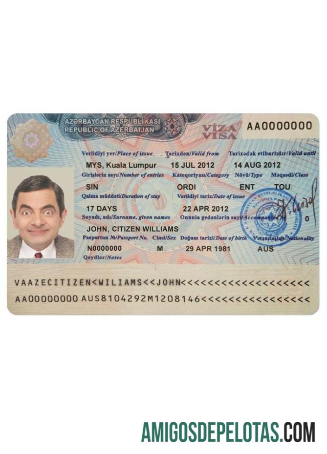 Visto para AZERBAIJÃO baixar para verificação